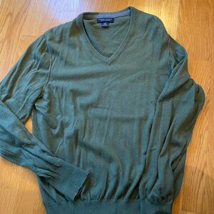 Banana Republic Sweater Medium Green Luxury Blend V Neck Cotton & Cashmere